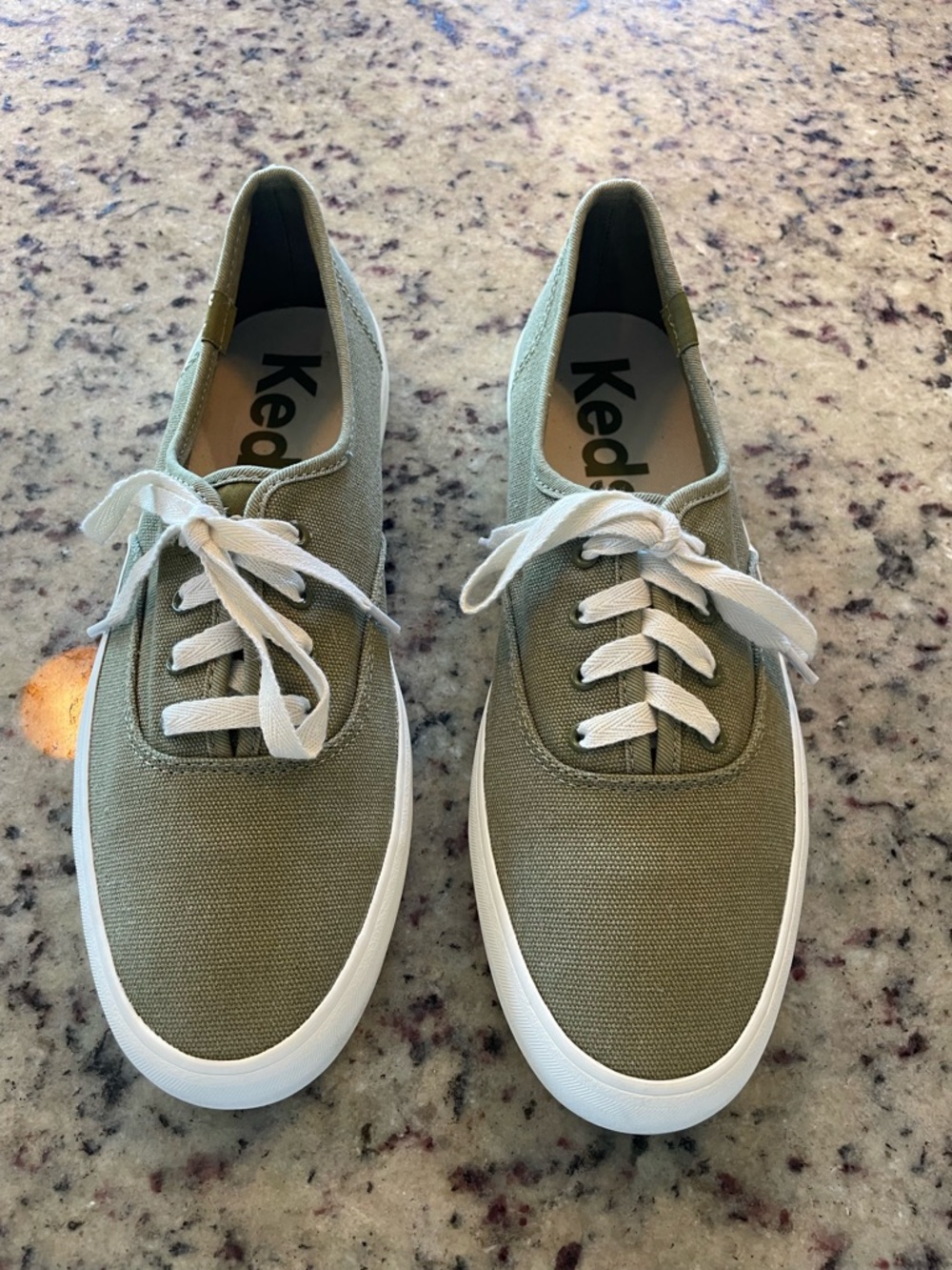 Keds Champion GN Olive Green Canvas Sneakers with White Soles 9